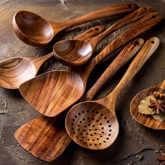 Teakholz Servier-Set